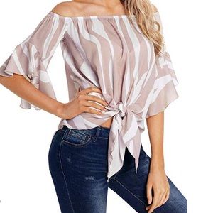 Off shoulder striped shirt